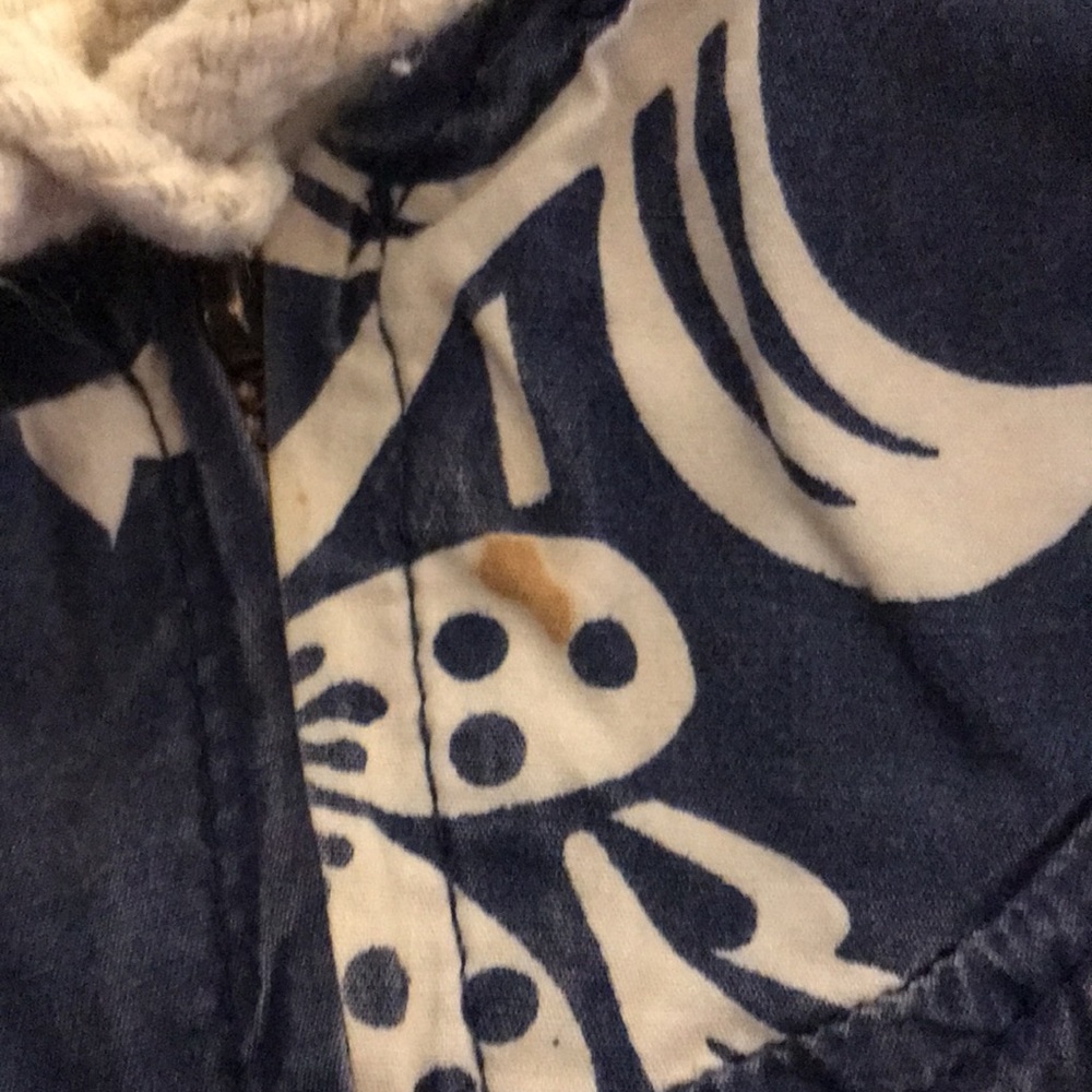 Quicksilver Roxy Women’s Vintage Full Zip Blue Hooded Lightweight Floral Jacket - Picture 8 of 9